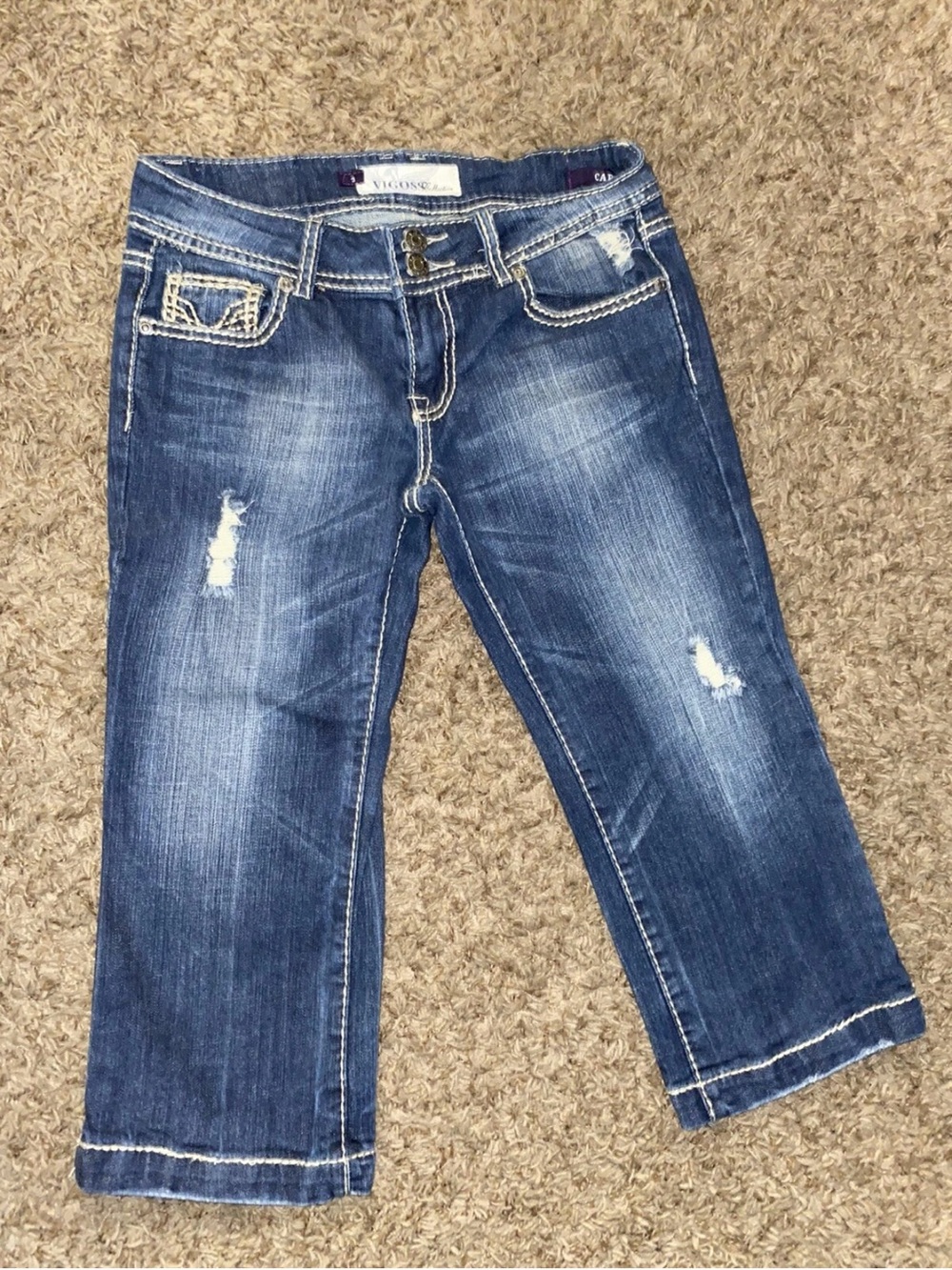 Vigoss Blue Distressed Women’s Jeans Crop Size 3